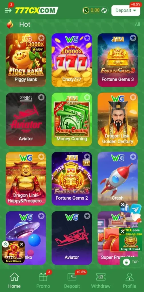 777CX  Game  Interface